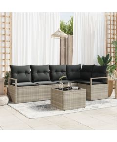 Zestaw sofy ogrodowej vidaXL 6 elementowy z poduszkami szary polirattan Dārza mēbeļu komplekti