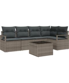 Zestaw sofy ogrodowej vidaXL z poduszkami czarny polirattan Dārza mēbeļu komplekti