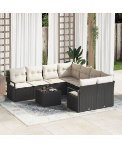 vidaXL 9-częściowy zestaw sof ogrodowych z poduszkami czarny polirattan Dārza mēbeļu komplekti