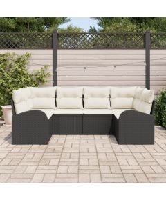 vidaXL 6-elementowy zestaw sof ogrodowych z poduszkami czarny rattan Dārza mēbeļu komplekti