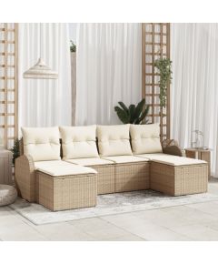 Zestaw 6-częściowy kanap ogrodowych vidaXL z poduszkami Beżowy Polirattan Dārza mēbeļu komplekti