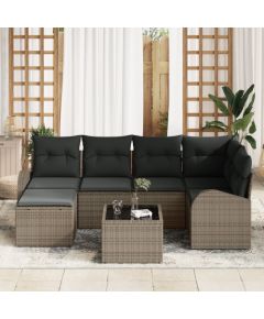 vidaXL 6-częściowy zestaw sof ogrodowych z poduszkami czarny polirattan Dārza mēbeļu komplekti