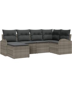 Vidaxl 6-częściowy zestaw sof ogrodowych z poduszkami szary polirattan Dārza mēbeļu komplekti