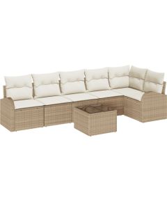 Zestaw sof ogrodowych vidaXL 7 części z poduszkami brązowy polirattan Dārza mēbeļu komplekti