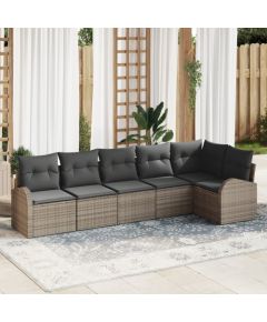 vidaXL 6-częściowy zestaw sofy ogrodowej z poduszkami szary polirattan Dārza mēbeļu komplekti