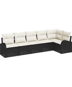 Vidaxl Zestaw 6-częściowy sofy ogrodowej z poduszkami czarny polirattan Dārza mēbeļu komplekti