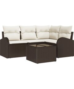 Zestaw Sofa Ogrodowa vidaXL 4 Częściowy z Poduszkami Szary Polirattan Dārza mēbeļu komplekti