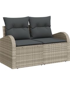 4-częściowy zestaw ogrodowych sof vidaXL z poduszkami Jasnoszary Polirattan Dārza mēbeļu komplekti