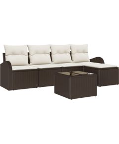 Vidaxl Zestaw 5-częściowy sofy ogrodowej z poduszkami szary polirattan Dārza mēbeļu komplekti