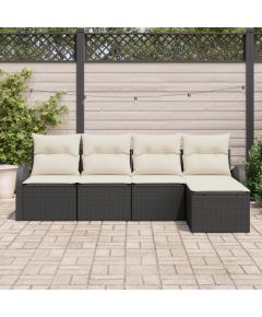 Vidaxl Zestaw 5-częściowy sof ogrodowych z poduszkami czarny polirattan Dārza mēbeļu komplekti