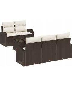 Vidaxl 6-Częściowy Zestaw Sof Ogrodowych Z Poduszkami Brązowy Polirattan Dārza mēbeļu komplekti