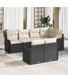 vidaXL 7-częściowy zestaw sof ogrodowych z poduszkami Czarny Polirattan Dārza mēbeļu komplekti