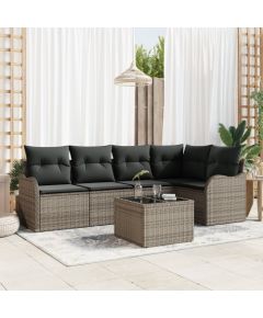 Vidaxl Zestaw 5-częściowy sof ogrodowych z poduszkami czarny polirattan Dārza mēbeļu komplekti