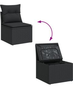 vidaXL Zestaw 6-częściowy sof ogrodowych z poduszkami Czarny Polirattan Dārza mēbeļu komplekti