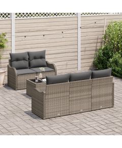 vidaXL 6-częściowy zestaw sof ogrodowych z poduszkami szary polirattan Dārza mēbeļu komplekti