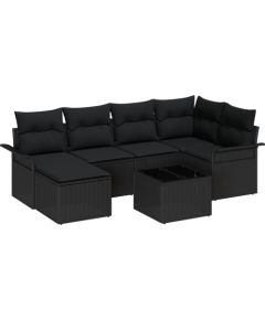 vidaXL 7-częściowy zestaw sofy ogrodowej z poduszkami - beżowy polirattan Dārza mēbeļu komplekti