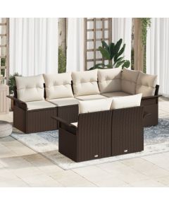 Vidaxl 7-częściowy zestaw sof ogrodowych z poduszkami brązowy polirattan Dārza mēbeļu komplekti