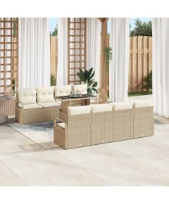 9-częściowy zestaw sof ogrodowych vidaXL z poduszkami beżowy polirattan Dārza mēbeļu komplekti