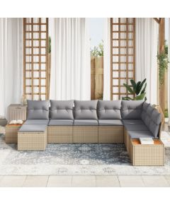 vidaXL Zestaw 8 sof ogrodowych z poduszkami Beżowy Rattan Akacja Dārza mēbeļu komplekti