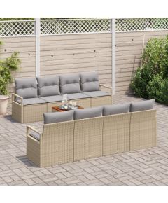 vidaXL 9-częściowy Zestaw Sofy Ogrodowej z Poduszkami Beżowy Polirattan Akacja Dārza mēbeļu komplekti