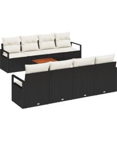 vidaXL 9-częściowy zestaw sof ogrodowych z poduszkami czarny polirattan akacja Dārza mēbeļu komplekti