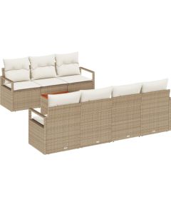Vidaxl 8-częściowy zestaw sofy ogrodowej z poduszkami beżowy polirattan akacja Dārza mēbeļu komplekti