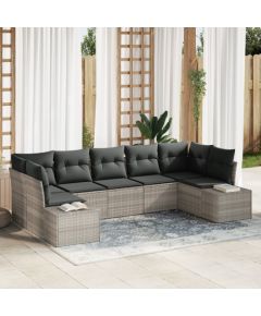 vidaXL 7 Częściowy Zestaw Sof Ogrodowych z Poduszkami Jasnoszary Polirattan Dārza mēbeļu komplekti