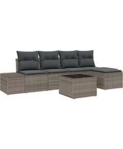 vidaXL Zestaw Sof Ogrodowych w 5 Części z Poduszkami Czarny Polirattan Dārza mēbeļu komplekti