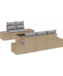 vidaXL Zestaw sof ogrodowych 6-częściowy z beżowymi poduszkami Dārza mēbeļu komplekti