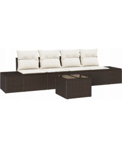 vidaXL 5-częściowy zestaw sof ogrodowych z poduszkami brązowy polirattan Dārza mēbeļu komplekti