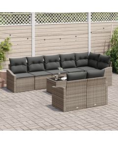 vidaXL Zestaw 8-elementowy ogrodowy z poduszkami czarny poli rattan Dārza mēbeļu komplekti