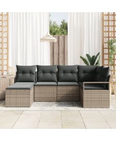 vidaXL 6-częściowy zestaw sof ogrodowych z poduszkami Szary Polirattan Dārza mēbeļu komplekti