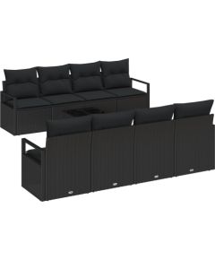 vidaXL 9-Częściowy zestaw sof ogrodowych z poduszkami Czarny Polirattan Dārza mēbeļu komplekti