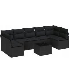 Zestaw sof ogrodowych vidaXL 8 części z poduszkami czarny polirattan Dārza mēbeļu komplekti