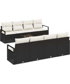 vidaXL 9-częściowy zestaw sof ogrodowych z poduszkami czarny polirattan Dārza mēbeļu komplekti