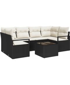 7-częściowy zestaw sof ogrodowych vidaXL z poduszkami czarny polirattan Dārza mēbeļu komplekti