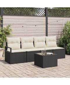 Zestaw sof ogrodowych vidaXL 5-częściowy z poduszkami czarny polirattan Dārza mēbeļu komplekti