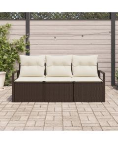 Zestaw sofy ogrodowej vidaXL 3-częściowy z poduszkami Brązowy Polirattan Dārza mēbeļu komplekti