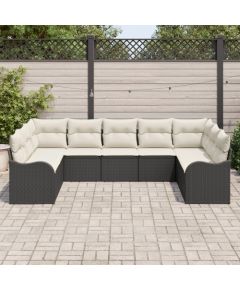 vidaXL 9-częściowy zestaw sof ogrodowych z poduszkami czarny polirattan Dārza mēbeļu komplekti