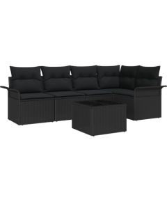 vidaXL 6-częściowy zestaw sofy ogrodowej z poduszkami beżowy z polirattanu Dārza mēbeļu komplekti