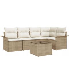 vidaXL Zestaw sof ogrodowych 6-częściowy z poduszkami brązowy polirattan Dārza mēbeļu komplekti