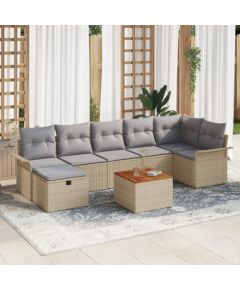 vidaXL Zestaw 8 elementów sof ogrodowych z poduszkami Beżowy Polirattan Dārza mēbeļu komplekti