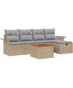 vidaXL Zestaw 6 elementów sofy ogrodowej z poduszkami beżowy polirattan Dārza mēbeļu komplekti