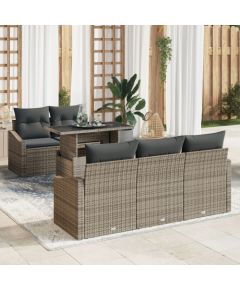 vidaXL 6-Częściowy Zestaw Kanapowy do Ogrodu z Poduszkami Szary Polirattan Dārza mēbeļu komplekti