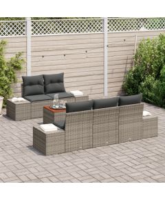 vidaXL 6-częściowy zestaw sof ogrodowych z poduszkami Szary Poli Rattan Akacja Dārza mēbeļu komplekti
