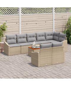vidaXL 9-częściowy zestaw sof ogrodowych z poduszkami w kolorze beżowym z polirattanu i akacji Dārza mēbeļu komplekti
