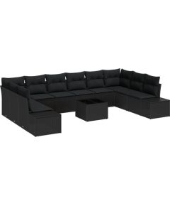 vidaXL 11-elementowy zestaw sof ogrodowych z poduszkami Beżowy Polirattan Dārza mēbeļu komplekti