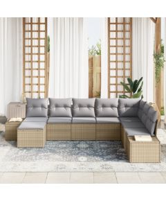 vidaXL 8-częściowy zestaw sof ogrodowych z poduszkami Beżowy Poli Rattan Dārza mēbeļu komplekti