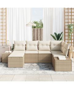 vidaXL 6-częściowy Zestaw Sofa Ogrodowa z Poduszkami Beżowy Poly Rattan Dārza mēbeļu komplekti