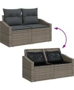 vidaXL Zestaw 7-elementowy do ogrodu z poduszkami Szary Polirattan Dārza mēbeļu komplekti